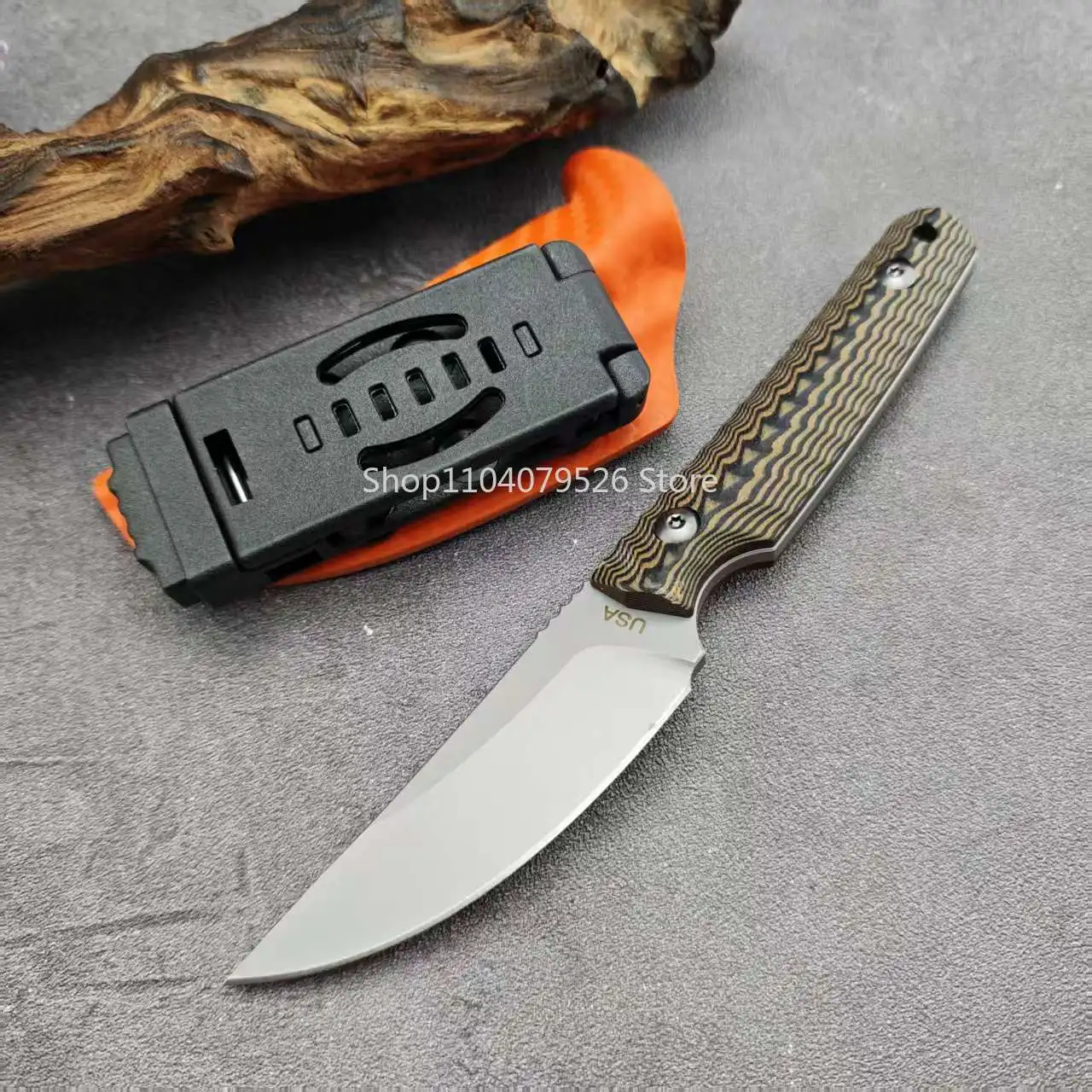 RMJ Outdoor Fixed Knife 8Cr14Mov Steel Blade Kydex Sheath Multifunctional EDC Cutter Jungle Camping Hiking Picnic Utility Tool