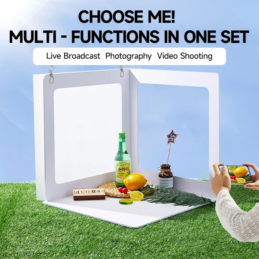 14x14 นิ้วฉากหลังชุด 2PCS พื้นหลังกรอบ 1PC พื้นหลัง 6PCS ฉากหลังกระดาษ 6PCS SHADOW Light กระดาษสําหรับผลิตภัณฑ์