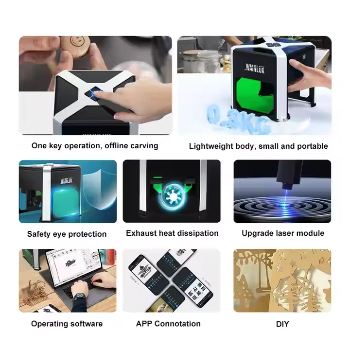 K6 آلة وسم سطح المكتب الصغيرة المحمولة الكهربائية الليزر حفارة للخشب والجلود مجلس ديود نوع الليزر يدعم AI LAS جديد #4