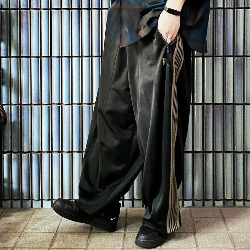 

Needles Straight Wide Leg Pants Casual Sports Retro Weave Belt Loose Versatile Youthful Vitali Sle All Season Polyester B...