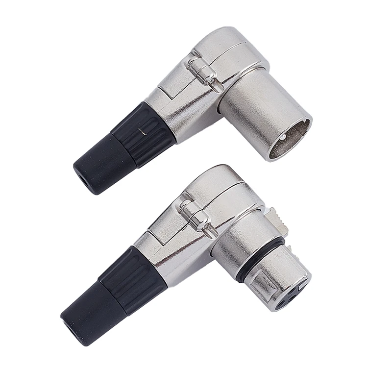 1pcs 3Pin Right Angle XLR Connector Male Female Micphone Plug Brand New And High Quality Audio Cable Connector