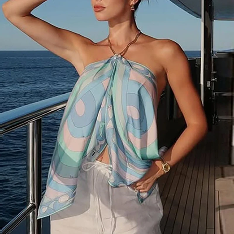 أزياء الرسن المطبوعة سترة المرأة تانك القمم أكمام المرأة تي شيرت سيدة عطلة الشاطئ قمم قميص الموضة #2
