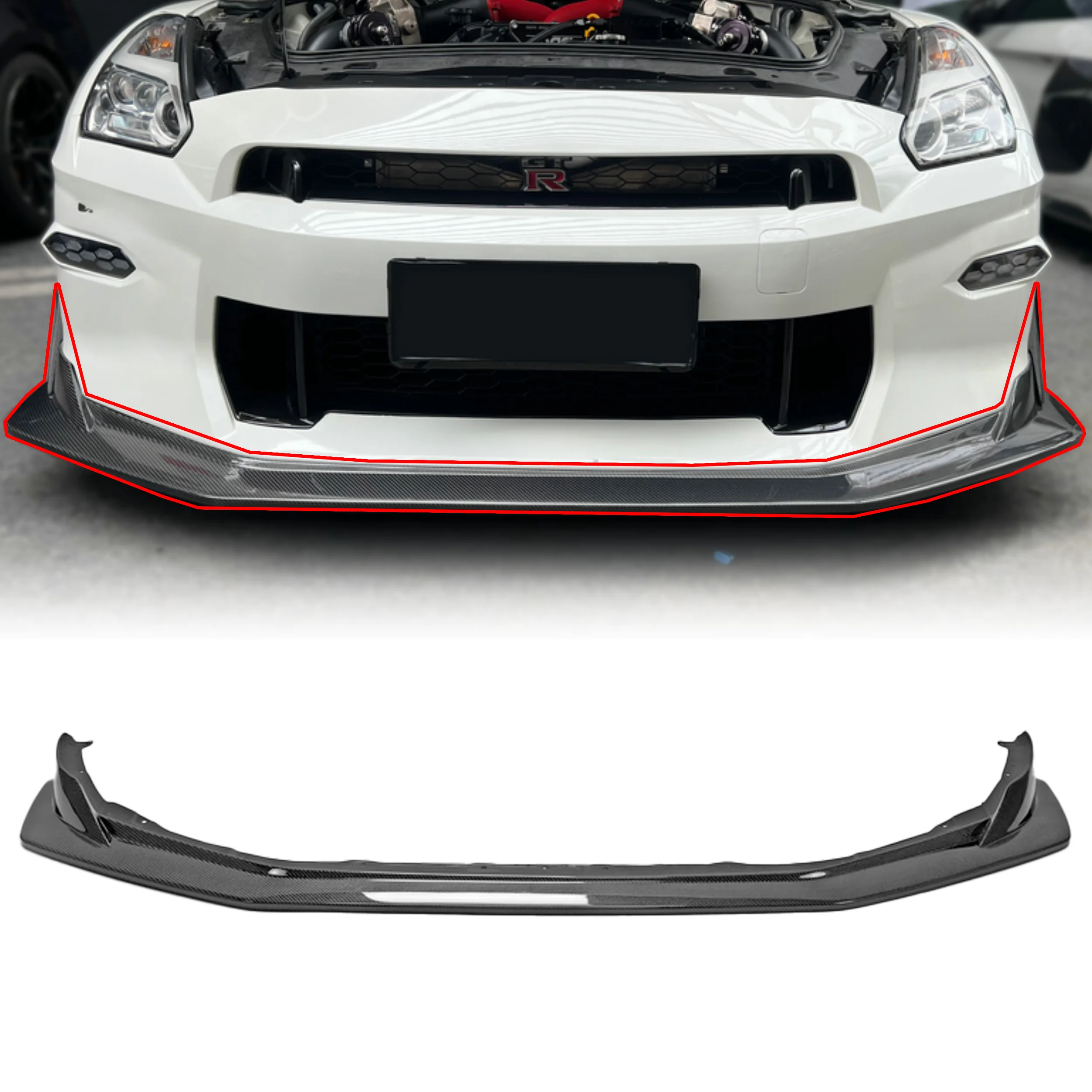 

Real Carbon Fiber Front Lip For Nissan GTR R35 T Spec Exterior Accessory For 08-17 Model Front Bumper Type