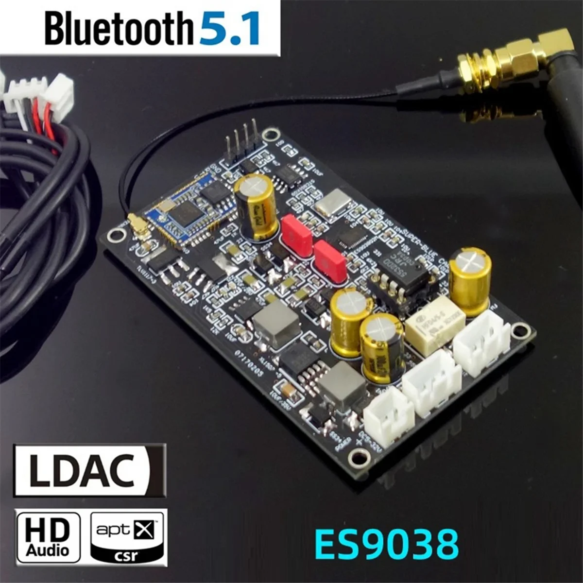 Bluetooth 5.1 QCC5125 ES9038 ES9038Q2M Modulo di decodifica Ingresso analogico Supporto di decodifica dura Doppio APTX-HD LDAC senza perdita