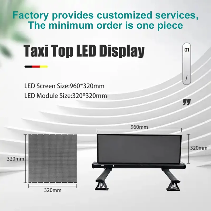 top Led display waterproof small car roof advertising screen