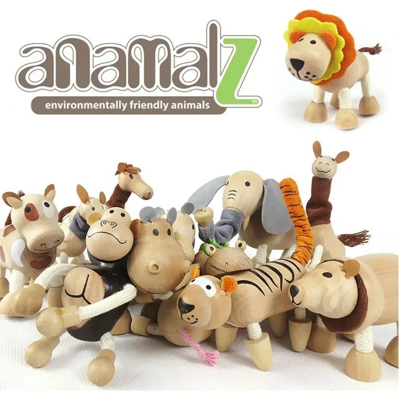 18pcs/lot High Quality WoodenAnimal model set Forest Farm animal dolls Lion Elephant Puzzle Interactive Toys baby birthday gift