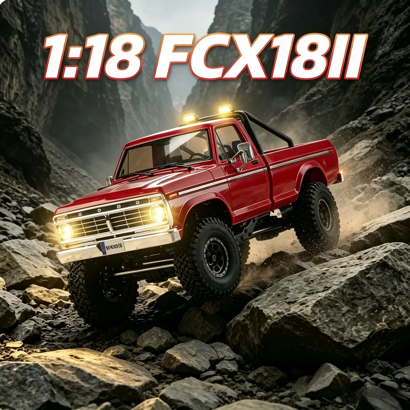 FMS 1/18 Fcx18 Rc Crawler 4Wd High Speed Electric Off Road Remote Control Car Model For Adult Outdoor Rock Climbing Scene