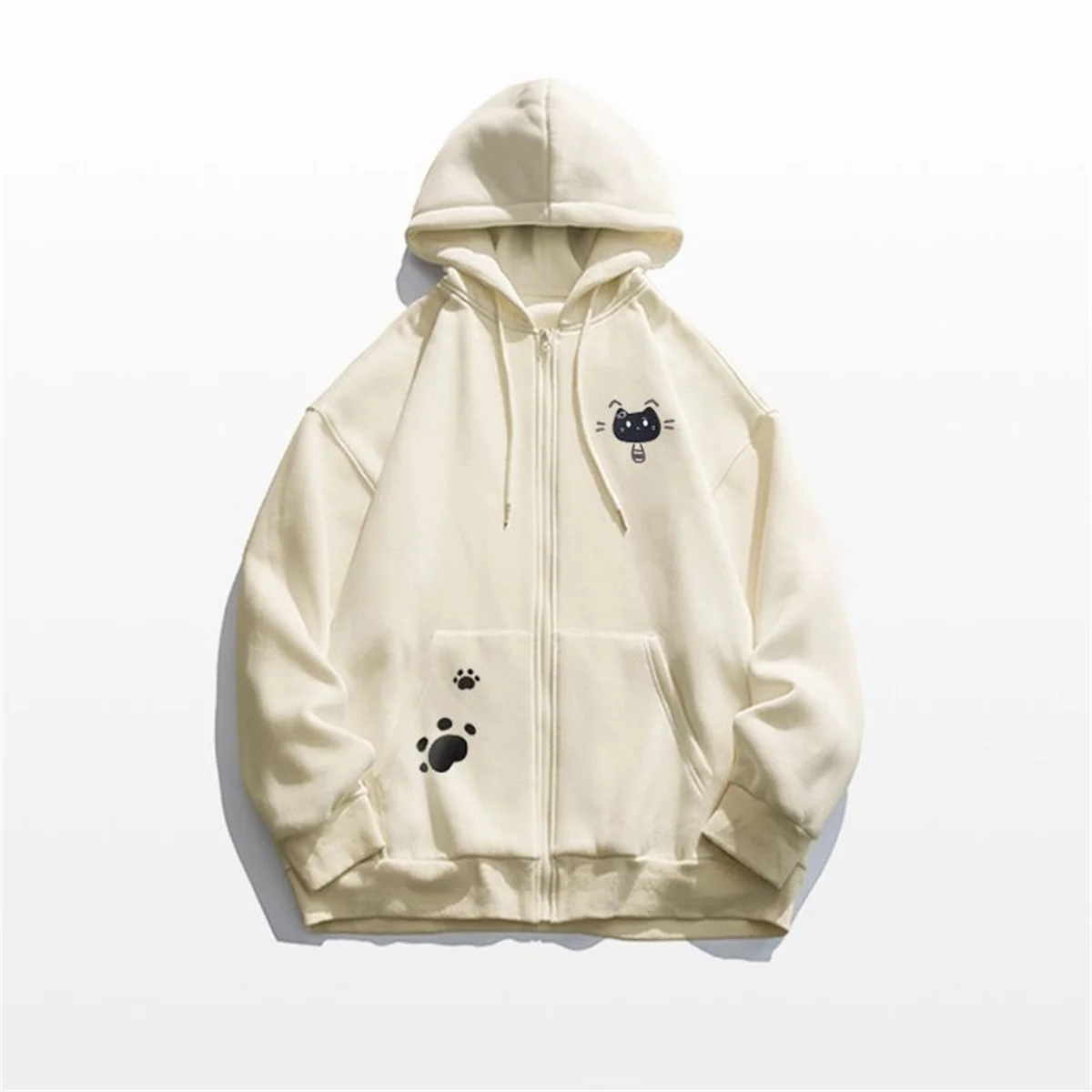 Frühling und Herbst, dünn, neuer Charme, Modetrends, vielseitig, lässig, locker, fauler Wind, 2025, neues süßes Mädchen, Reißverschluss, lustiger Katzendruck