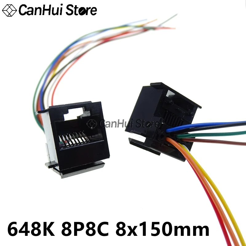 5pcs RJ11 RJ12 RJ45 Telephone Female Socket Connector With Wire 4P4C 6P4C6C 8P8C Female Jack Connector 616E 623K 616M 641D 648K