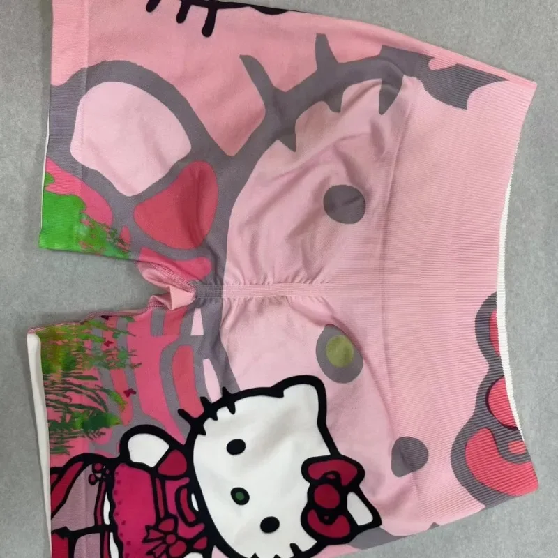 

Hello Kitty new cute double-sided printed yoga fitness shorts with high waist hip lifting slim fit and three part sports shorts