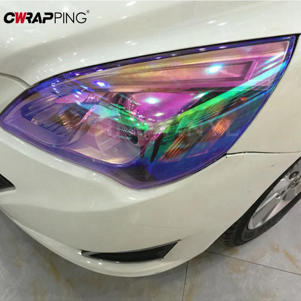 Автомобильная прозрачная светло-фиолетовая защитная пленка 30 см x 60 см, бампер, капот, защита от краски, хромированная защитная пленка для фар, Стайлинг автомобиля