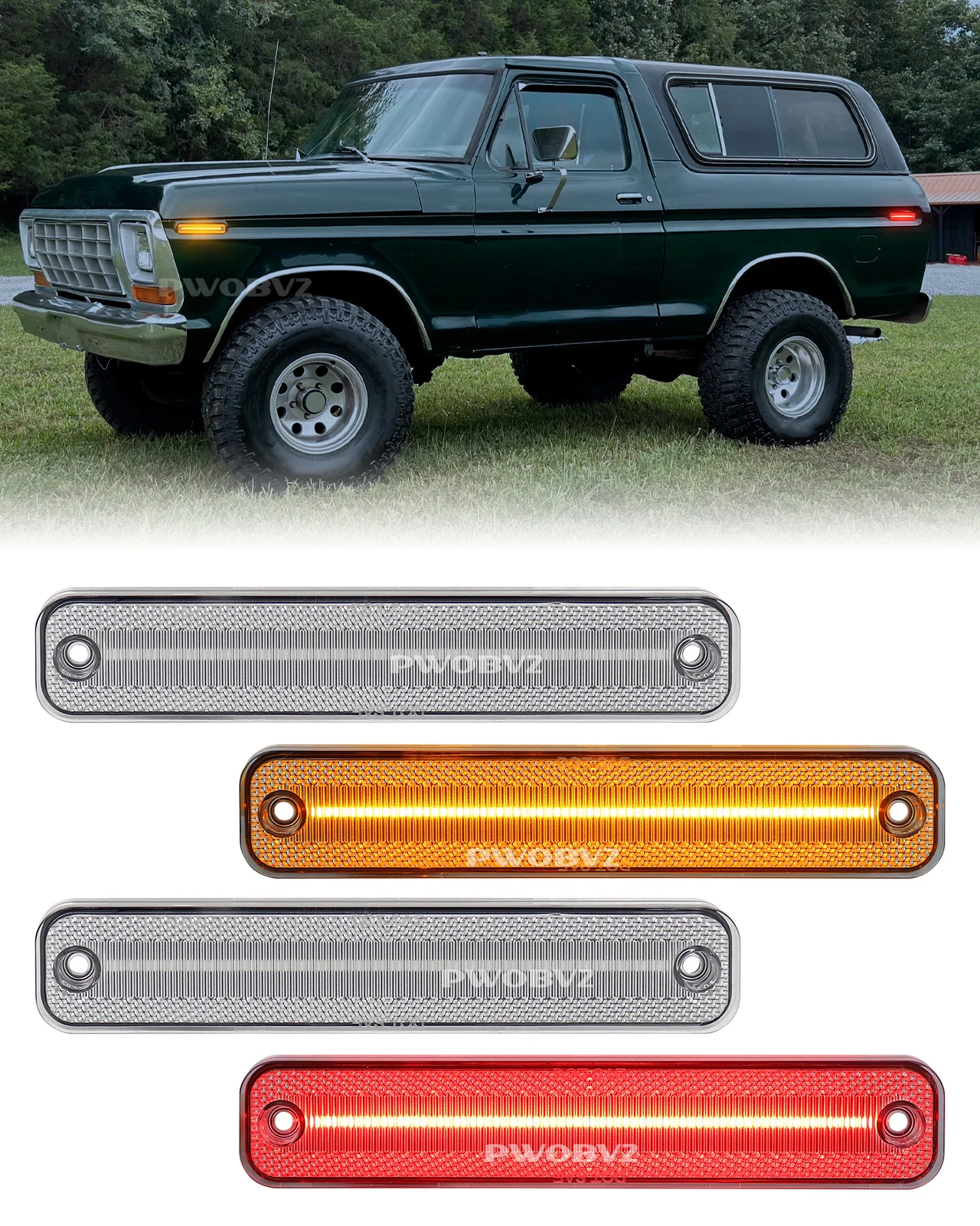 4 luces LED indicadoras de posición lateral, luces direccionales LED, luces intermitentes para guardabarros de Ford Bronco 1978-1979, Econoline Van 1975-1991