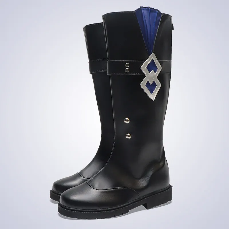 Anime Reverse:1999 Vertin Cosplay Shoes Black Medium-Long PU Leather Boots For Halloween Carnival