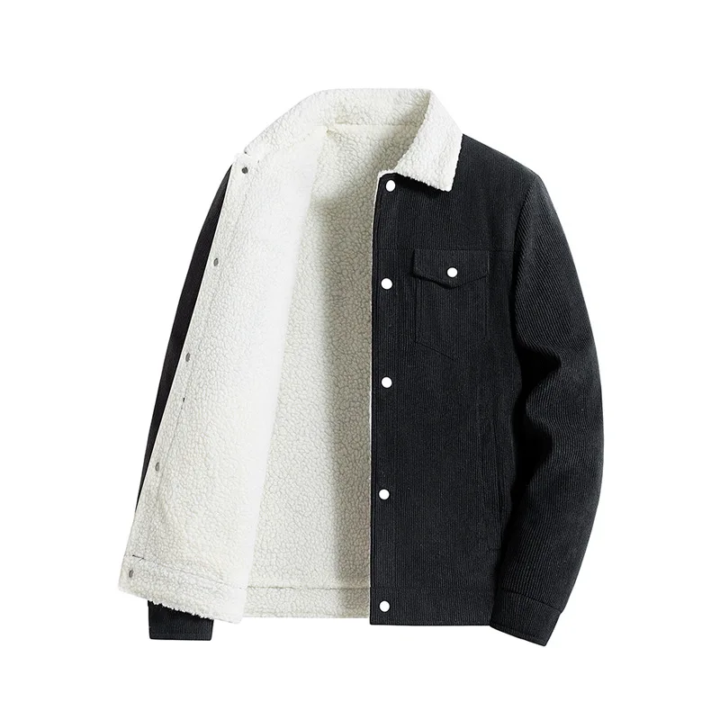 

Autumn Winter New Fashion Men's Thicken Casual Trendy Simple Basic Loose Turn-down Collar Long Sleeve Breasted Jackets Male Coat