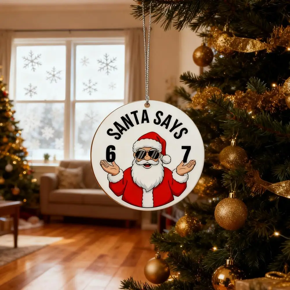 مضحك سانتا يقول ستة سبعة زخرفة عيد الميلاد، مضحك 67 ميمي زخرفة لشجرة عيد الميلاد، هدايا الكمامة، تخزين المواد للمراهقين #5