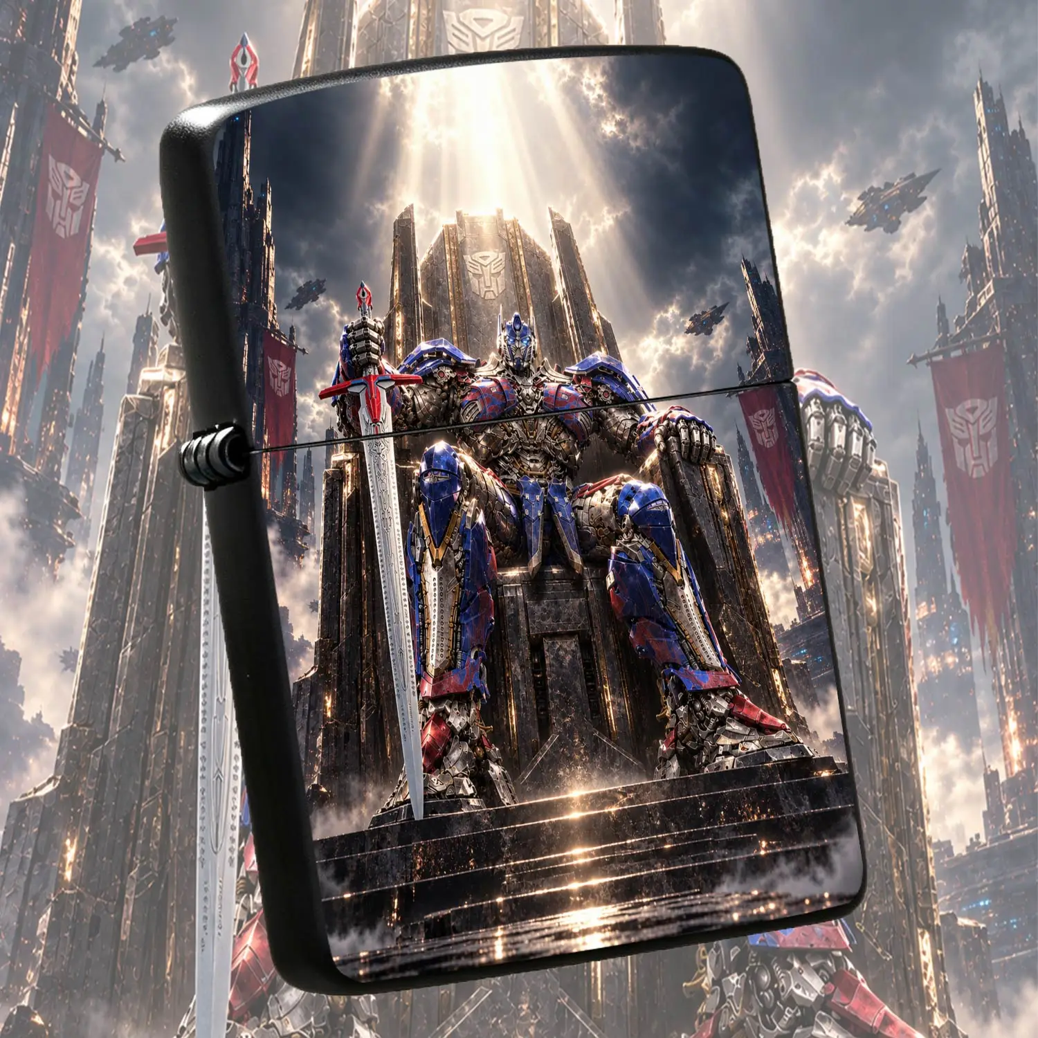 Optimus Prime Throne Themed Creative Portable Lighter, Cool Mecha Style Collectible Ornament, Multi-scene Practical Personalized Accessory for Daily Outdoor Use, Ideal Surprise Festival Gift for B A Humorous And Interesting Lighter