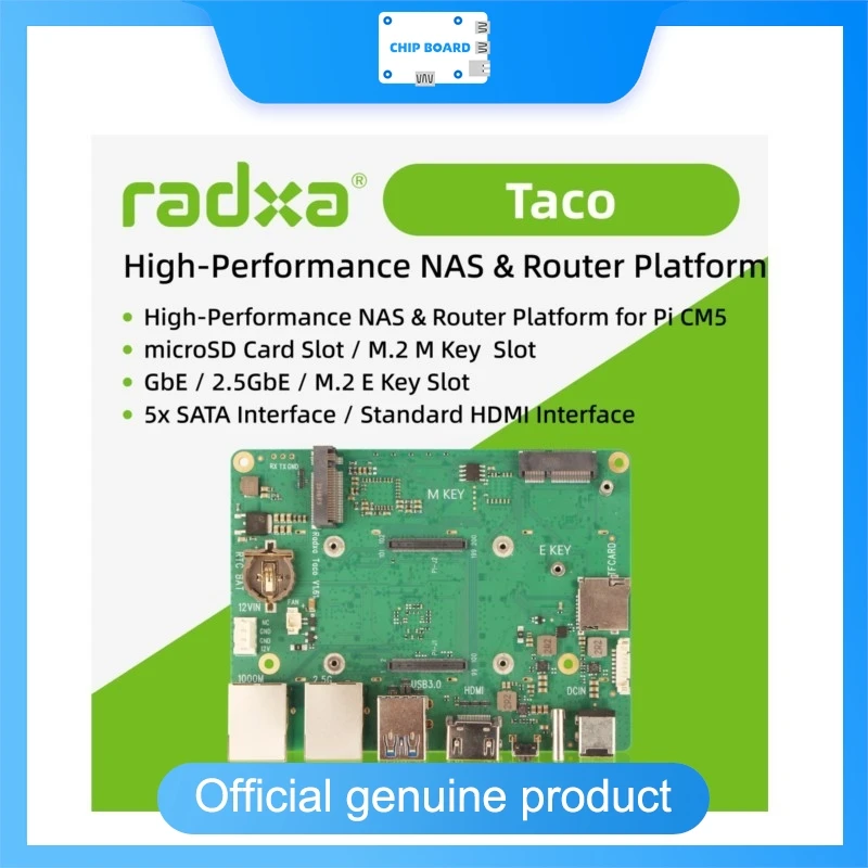 Radxa Taco NAS & Router Platform, High-Performance Dev Board, Compatible with Raspberry Pi CM5 Module