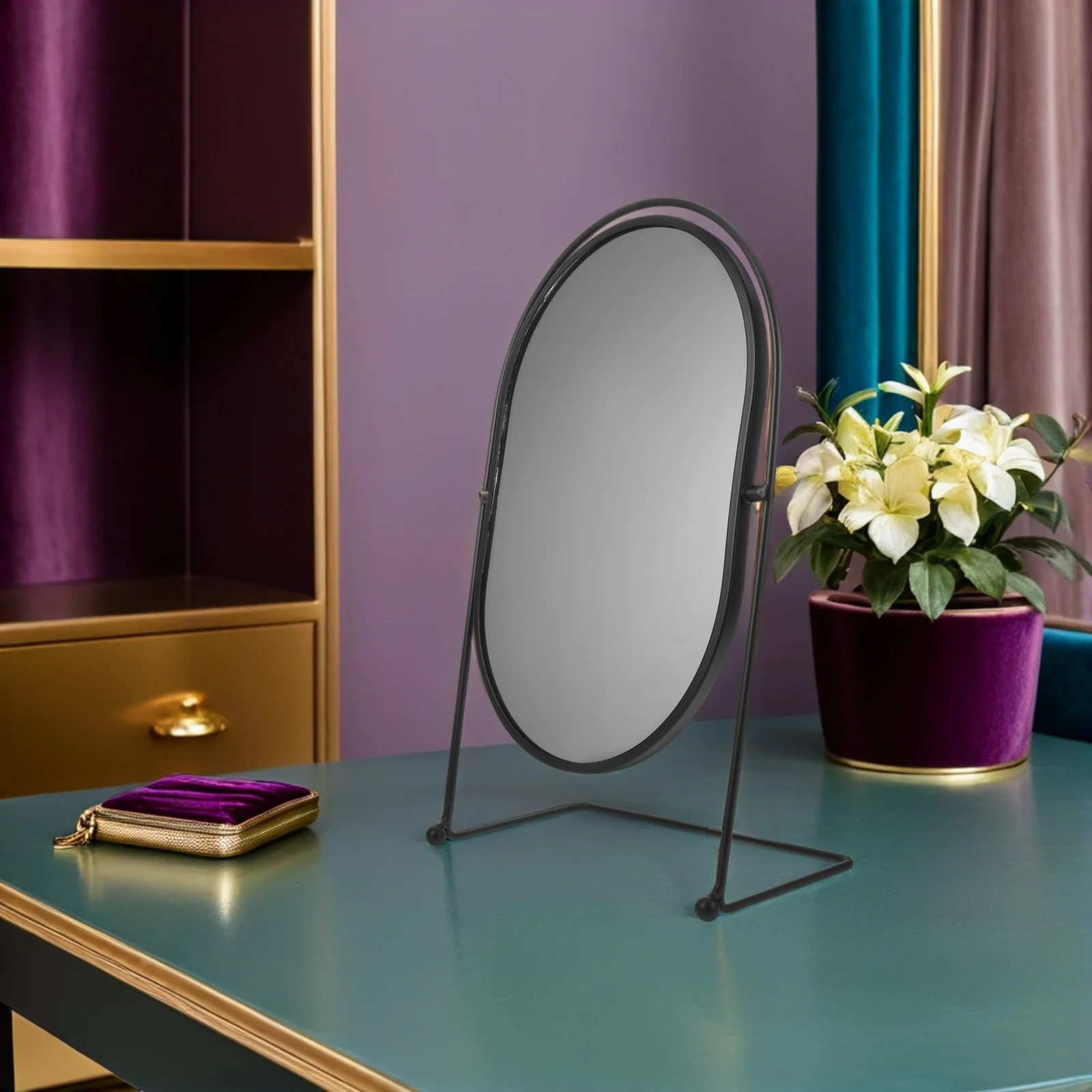 Roterende ovale desktop make-upspiegelstandaard Hd make-upspiegel voor slaapkamer slaapzaal kaptafel meisjes make-upspiegels