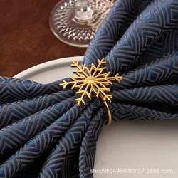 6/1PCS Snowflake Napkin Rings Christmas Gold Sliver Snowflake Napkin Buckles Holder for Christmas Winter Party New Year Decor