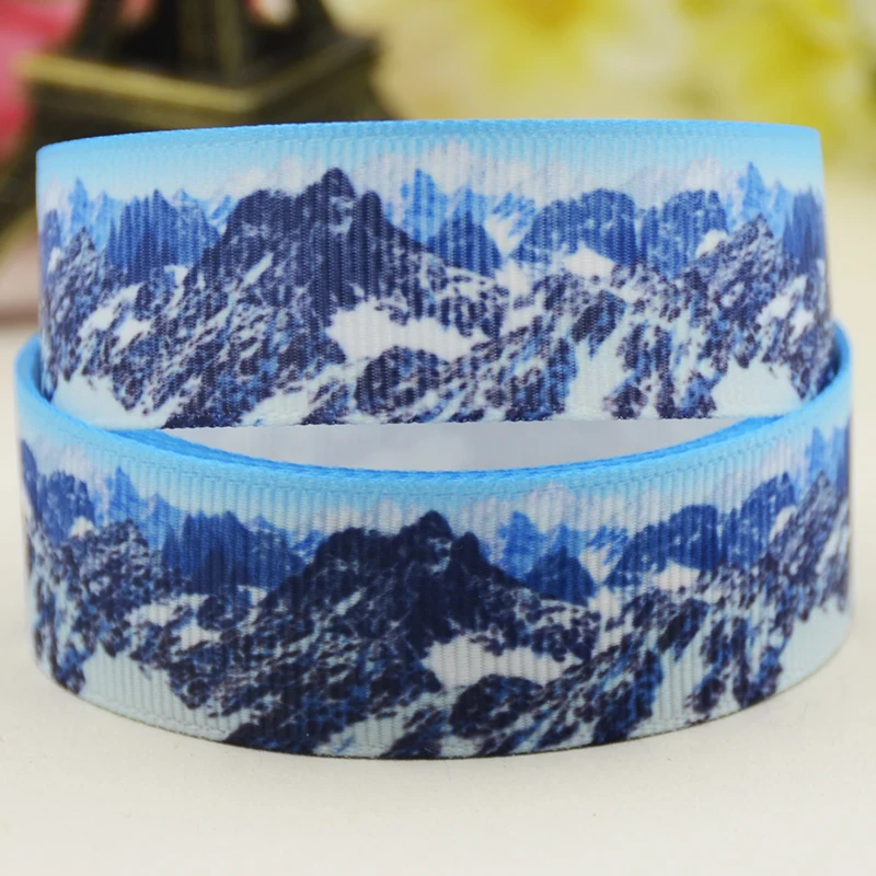 22mm 25mm 38mm 75mm Snow Mountain Cartoon printed Grosgrain Ribbon party decoration 10 Yards