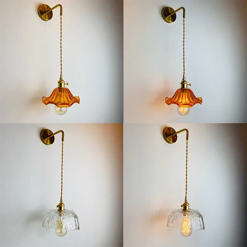 

Nordic Wall Lights Brass Glass Wall Lamp for Living Room Bedroom Cloakroom Bedside Lamps