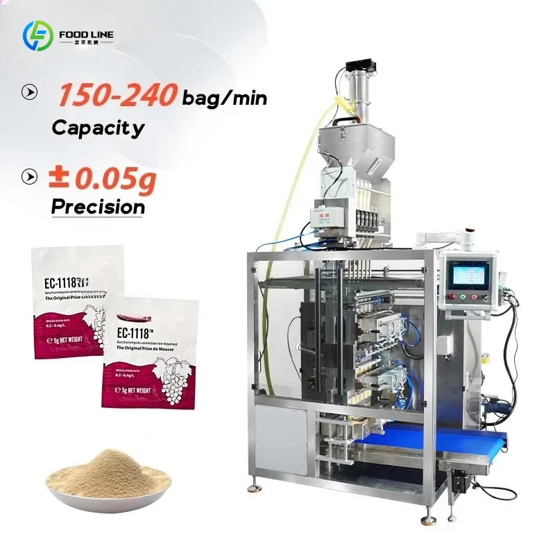 Fully Automatic 4 Side Seal 10g Sugar Salt Instant Active Dry Yeast Granule Sachet Packing Machine