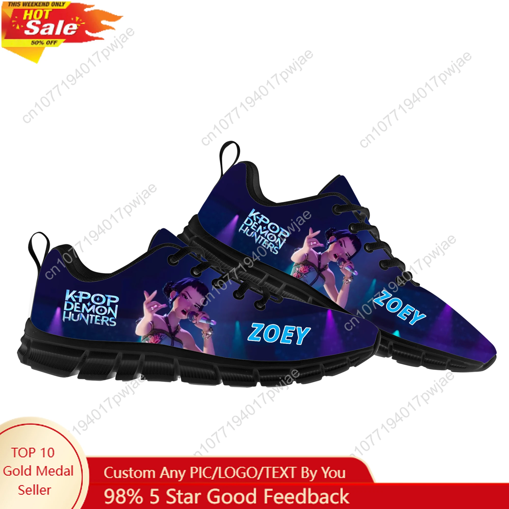 

KPop Demon Hunters Zoey Flats Sports Shoes Mens Womens Running Sneakers Fashion Casual Hiking Sneaker Custom Built Shoes