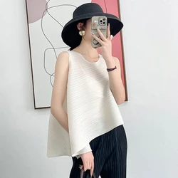 Summer Women's Cool Pleated Elastic Loose Black & White Sleeve T-Shirt Top