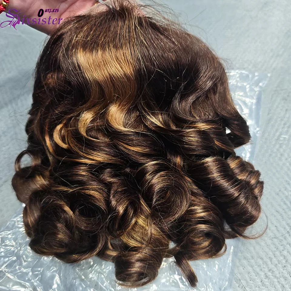 

P4/27 Body Wave Short Bob Wig Human Hair 13x4 Full Lace Front Wig 100% Virgin Human Hair Lace Frontal Wig For Women 200% Density