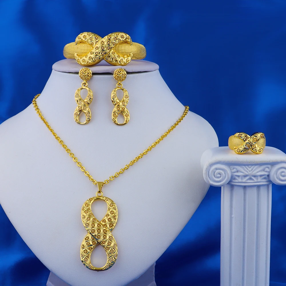 

24K Gold-Plated Middle Eastern Luxury Jewlery Set Nigerian Wedding Jewelry For Men And Women Daily Wear Wedding Anniversary Gift