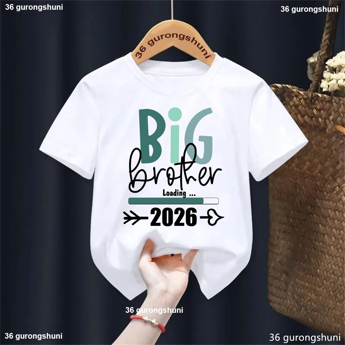

Hot Sale Big Brother Loading 2026 Letter Printed T Shirt Boys Pregnancy Announcement Shirt Summer Short Sleeve Kids Clothes