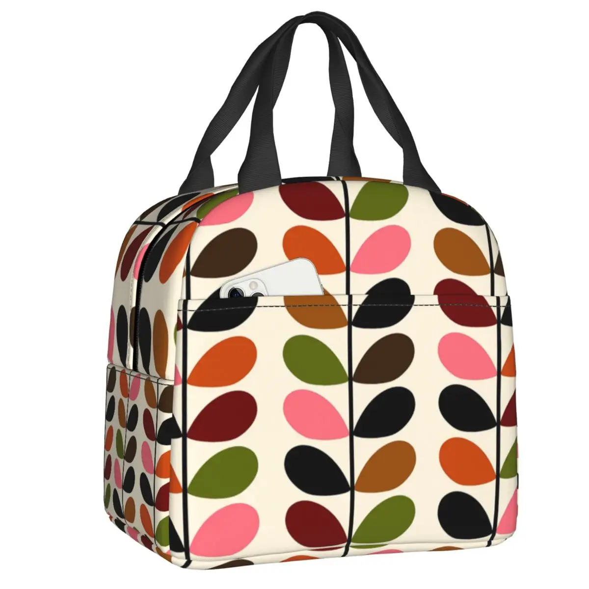 Custom Orla Kiely Flower Stem Insulated Lunch Tote Bag for Women Scandinavian Flowers Portable Thermal Cooler Food Lunch Box