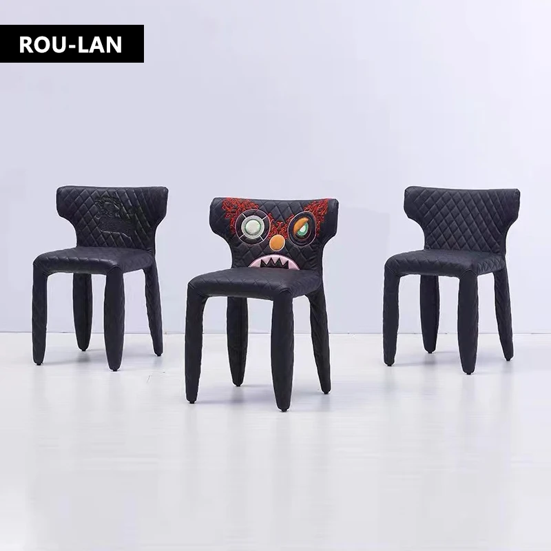 Modern Personality Embroidery Leisure Chair Simple Creative Dining Chair Household Chair Office Conference Chair