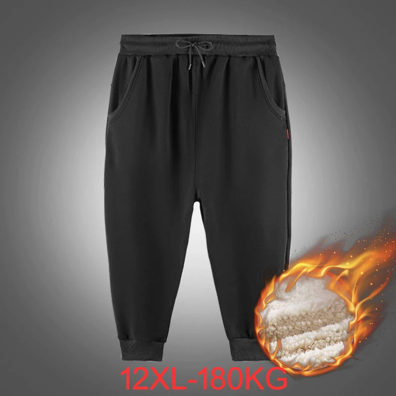 Men's Plus Size 15XL 200kg Lamb wool Sports Pants fleece Winter Trendy Loose Casual Pants 180kg 11xl  14xl joggers Thick pants