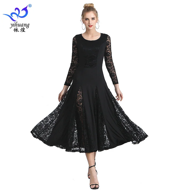 Women Modern Dance Dress Waltz Ballroom Dance Tango National Standard Dance Clothes Long Sleeved Performance Suit