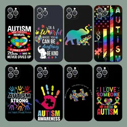Autism Support Puzzle Phone Case For iPhone 15,14,13,12,11,Plus,Pro Max,XS,X,XR,SE,Mini,8,7 Soft Silicone Black Cover