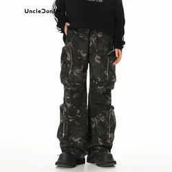 UNCLEDONJM Camouflage Tooling Multi-pocket Trousers Japanese Streetwear Military Tactical Pants