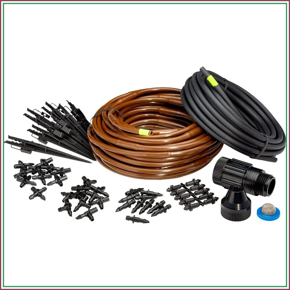 Drip Irrigation Kit for Raised Bed Garden Watering - Adjustable Emitters & Connectors