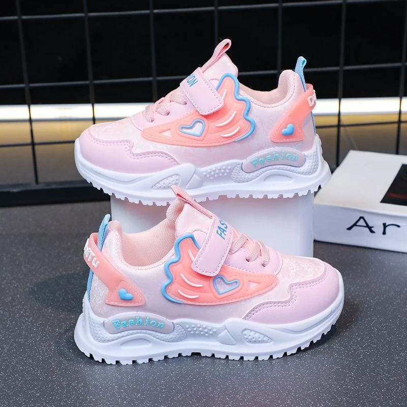 

Girls Running Shoes 2026 Spring Autumn New Soft Sole Leather Kids Sportswear Stylish Versatile Athletic Shoes for Children's