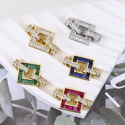 Juya Luxury Inlaid Cubic Zirconia for Jewelry Clasp Accessories Gold Plated Handmade Making Connectors Wholesale  Accessoire