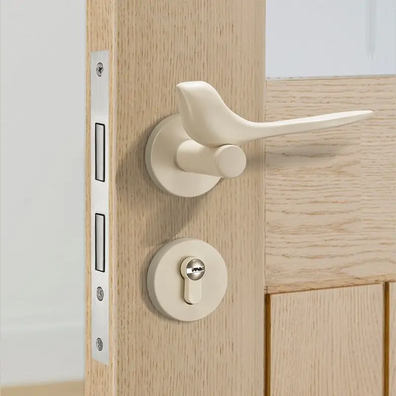 Golden Bird Magnetic Silent Split Door Lock Wooden Handle Indoor Bedroom Household Interior Door Hardware