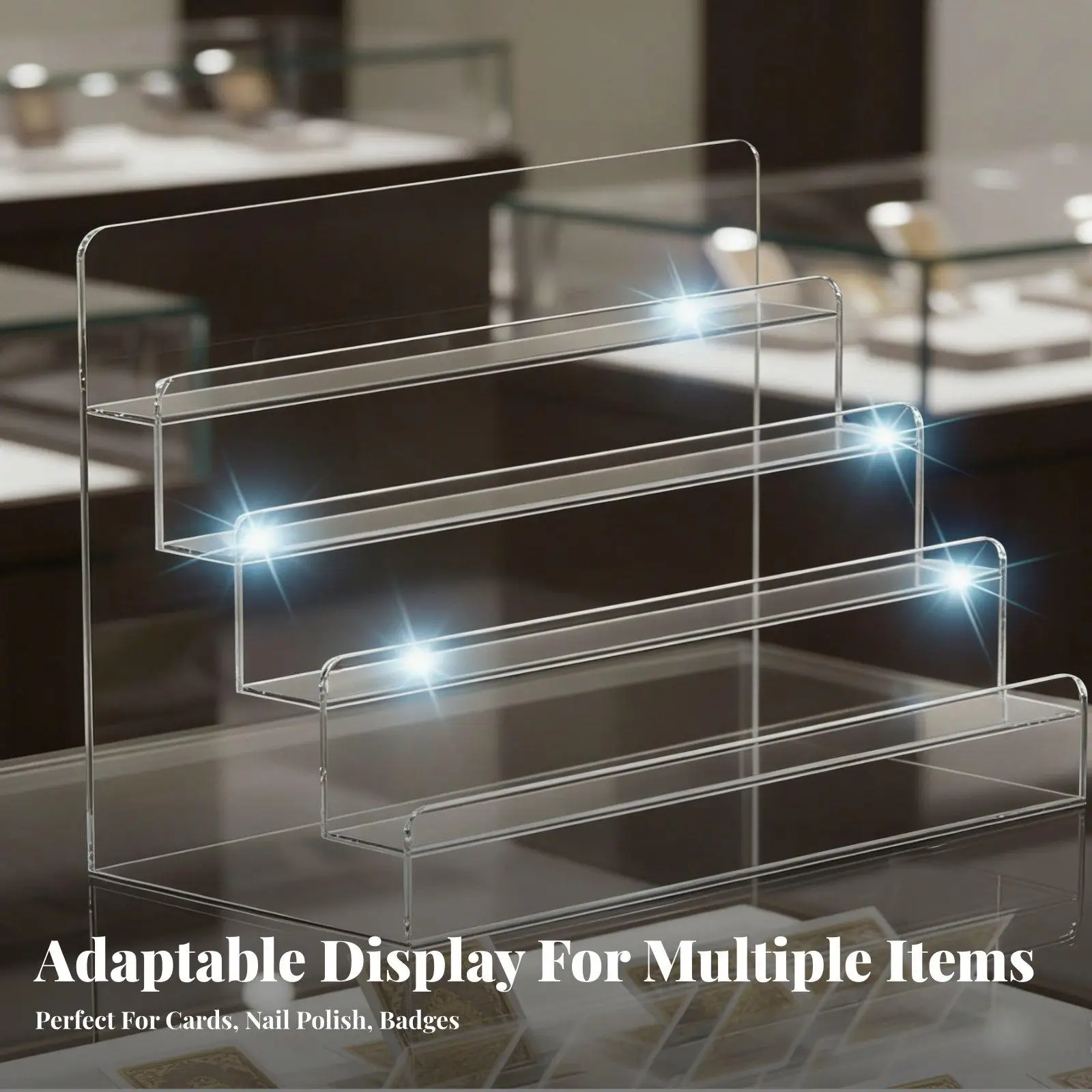 Clear Acrylic Step Display Shelf Riser for Live Stream Showcase Desk Organizer Storage Case