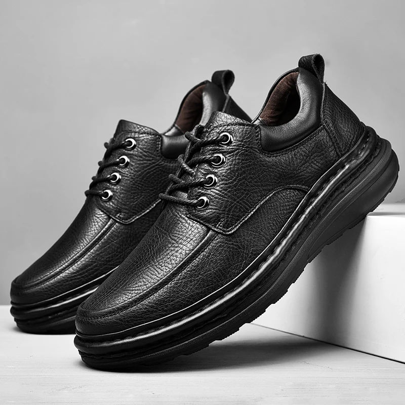 

Genuine Leather Men's Casual Shoes lace up oxfords Men Handmade Designer Sneakers Leisure Shoes Trend Spring Autumn Men's Shoes