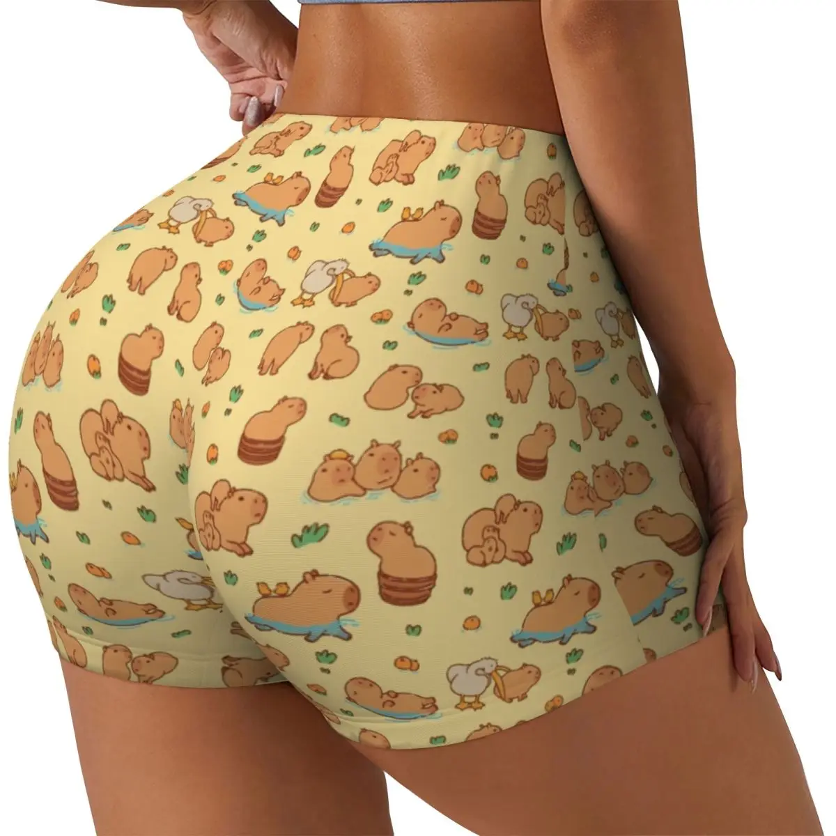 Custom Women Capybara Workout Yoga Shorts Athletic Gym Volleyball Biker Shorts