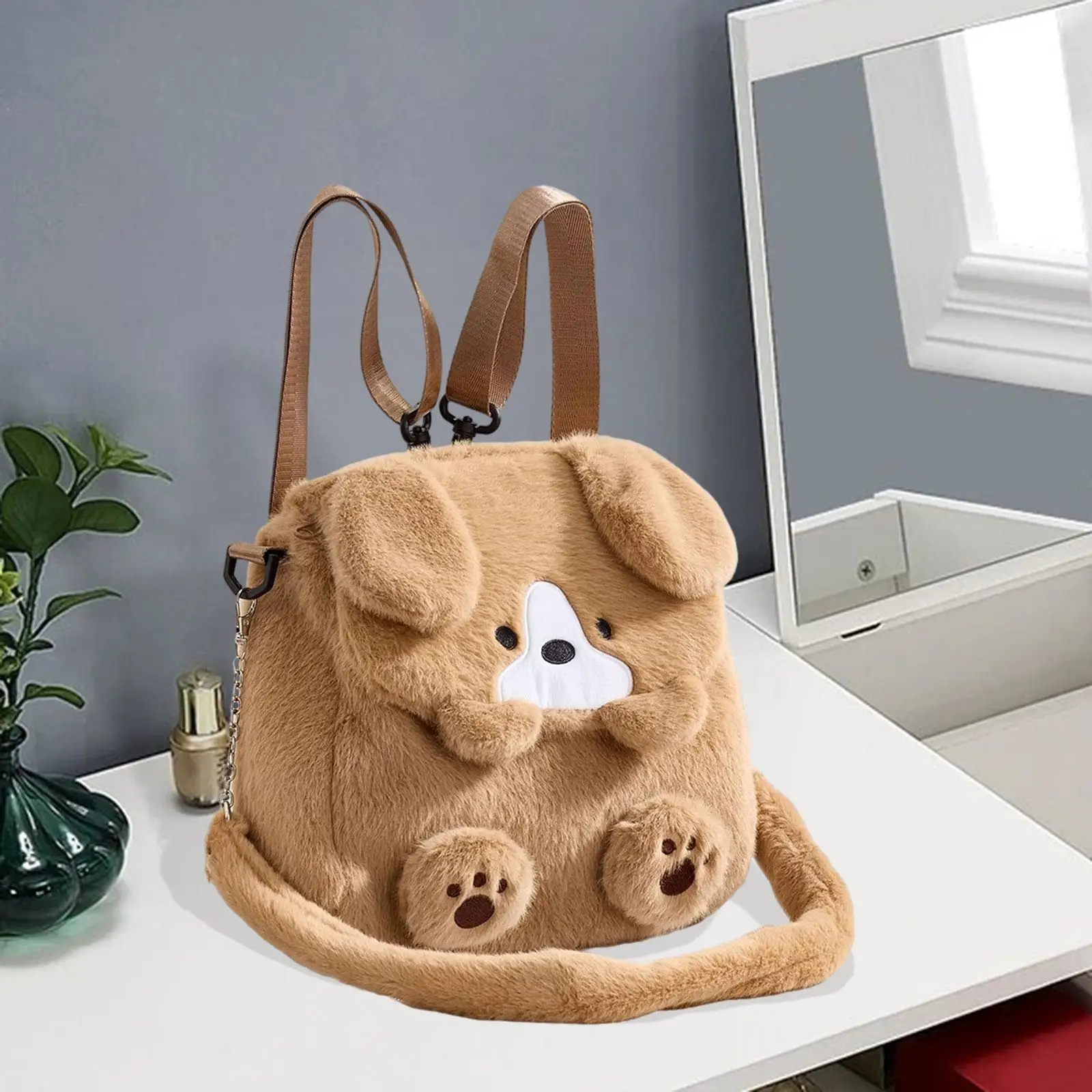 Mochila de cachorro de pelúcia leve para crianças mochila para mulheres meninas meninos adultos