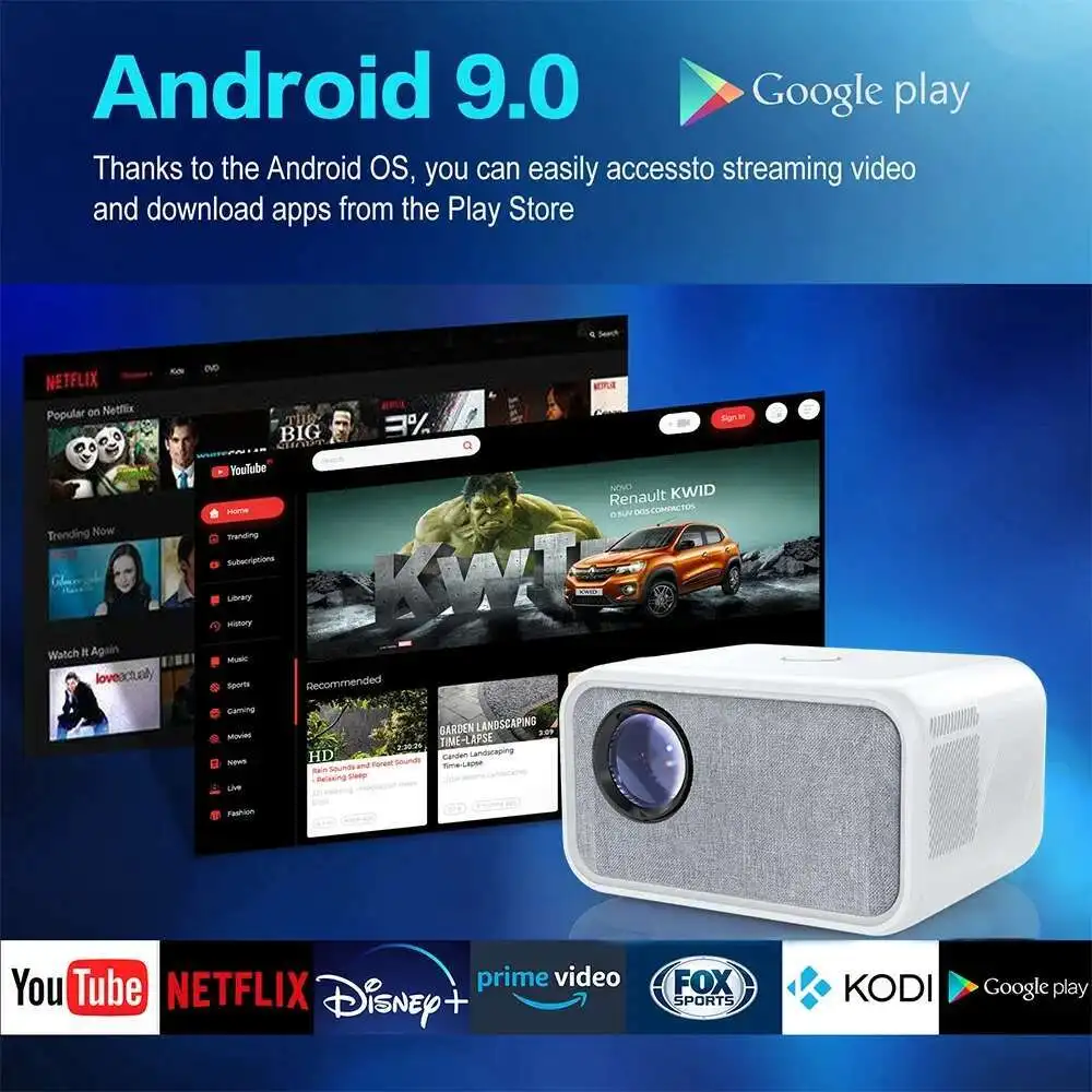 توينجر T5 Full HD 1080P أصلي 1920 ✖ جهاز عرض 1080P 4K Android 5G واي فاي جهاز عرض فيديو صغير محمول للمسرح المنزلي شعاع التلفزيون