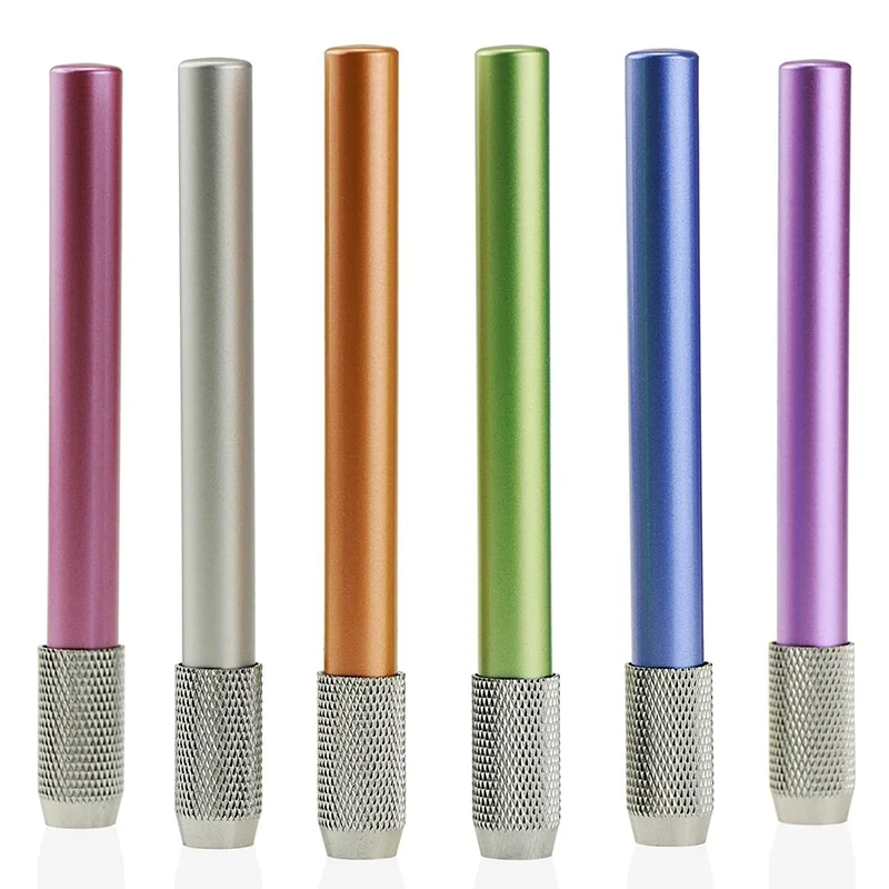 6PCS Metal Color Rod Single-End Pencil Extender Pencil Extender Pen Receptacle Pen Extension Pencil Case