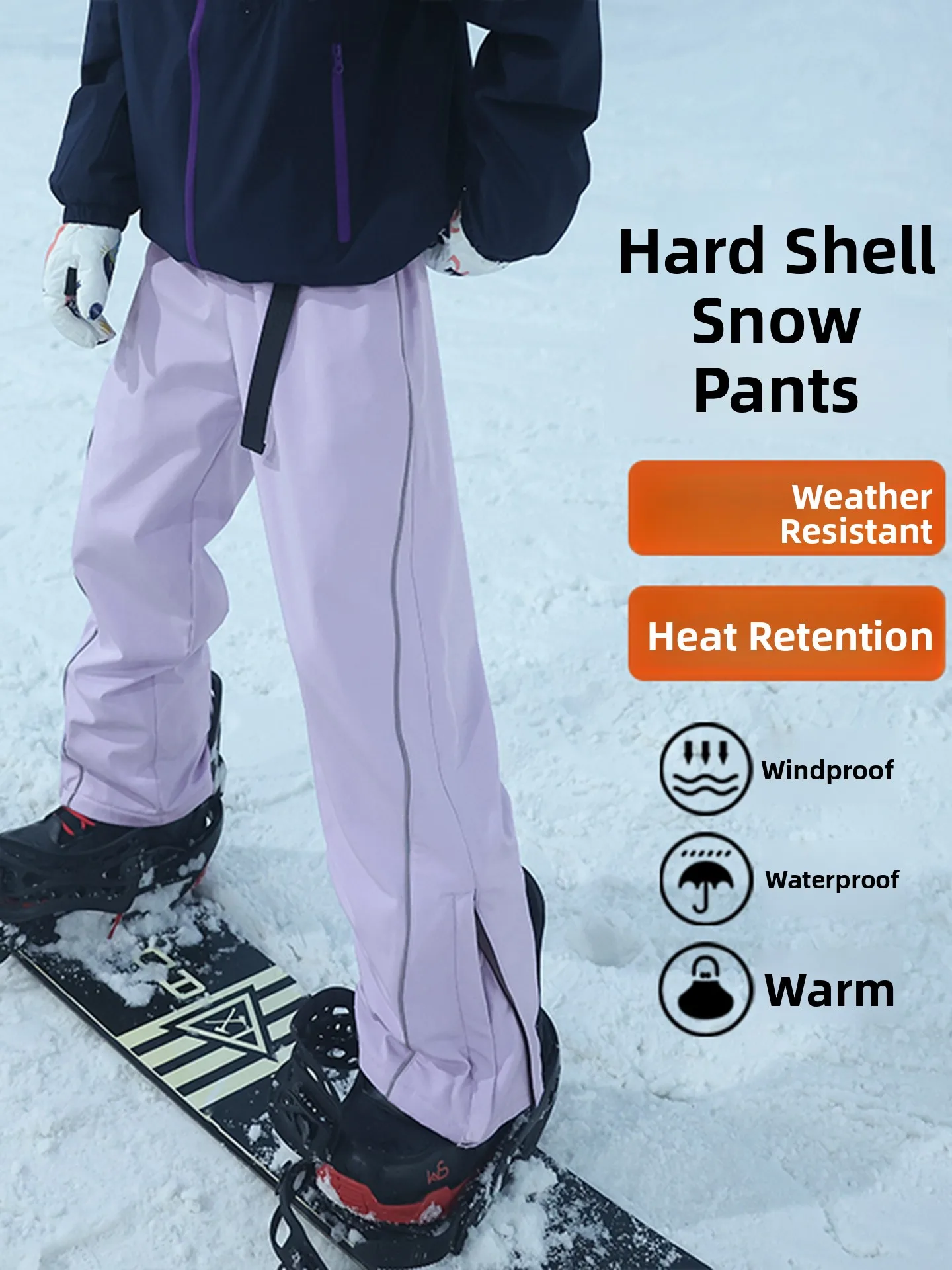 Thiened Silver  Velvet Ski Pants Men's Winter Adjustable Waist Belt Warm Trousers Tee-Proof Couple Snowboarding Pants view 2