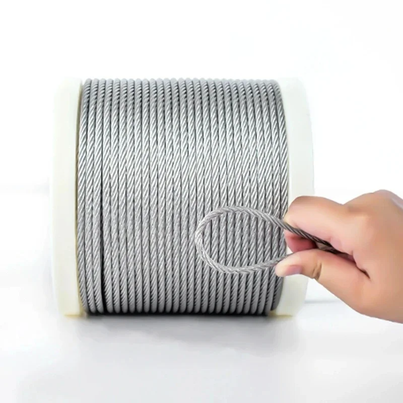 304 Stainless Steel Wire Rope 7x7 Diameter 0.5-4mm, 5-50M Lifting Cable for Balustrade Deck Railing Garden Trellis DIY Crafts