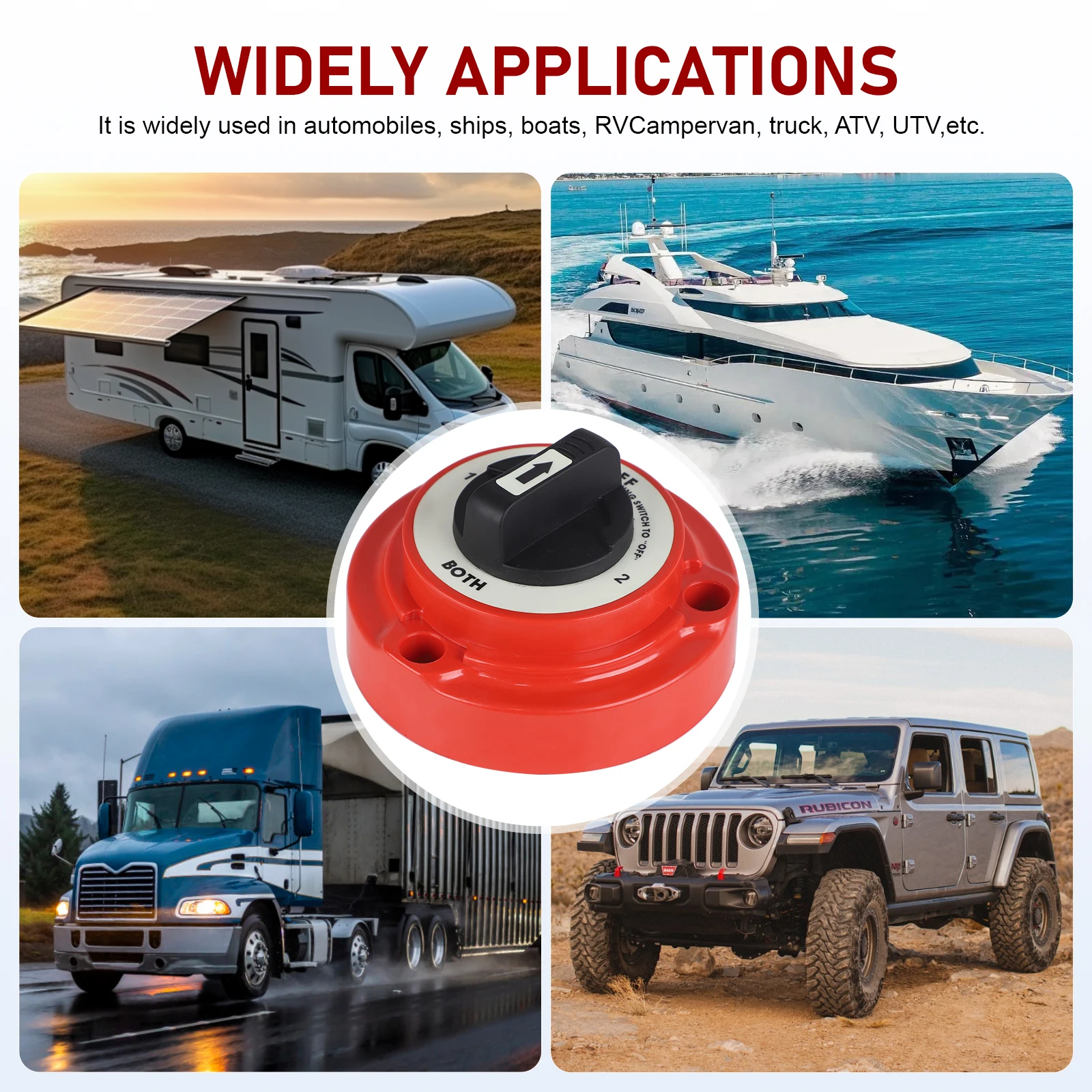 Auto-Doppelbatterie-Umschalter 400A 6-32V 4-Positionen-Stromunterbrecher Batterietrennschalter für Marine, Boot, Wohnmobil, große LKW – Detail 6